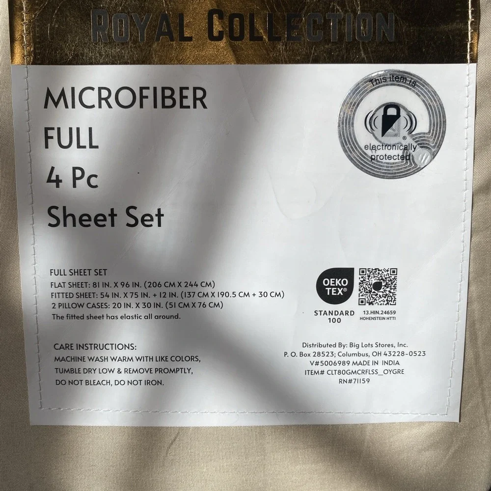 Royal Collection  Microfiber Full‎ Sheet 4 Piece Set